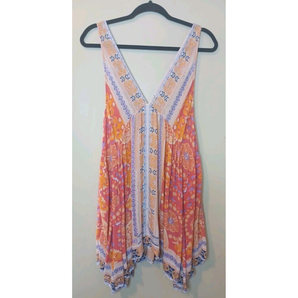 Free People Dress Sz S Plunging V-neckline Handkerchief Hem Floral Print EUC - Picture 13 of 15